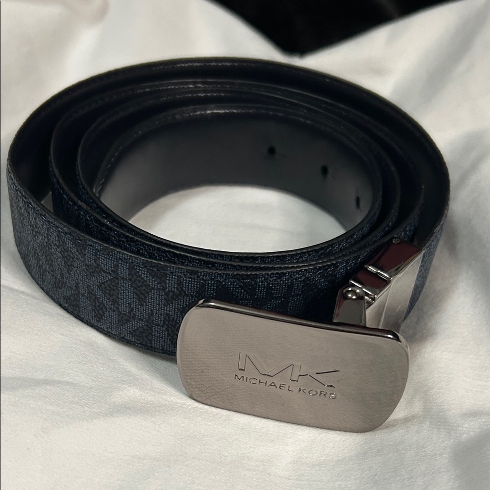 Michael Kors Navy and Black Monogram Belt